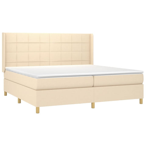 vidaXL Boxspringbett mit Matratze & LED Creme 200x200 cm Stoff