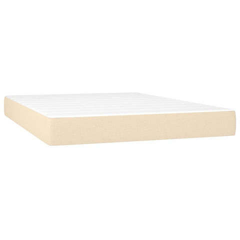 vidaXL Boxspringbett mit Matratze & LED Creme 140x190 cm Stoff