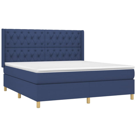 vidaXL Boxspringbett mit Matratze & LED Blau 160x200 cm Stoff