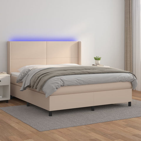 Boxspringbett mit Matratze & LED Cappuccino-Braun 180x200cm