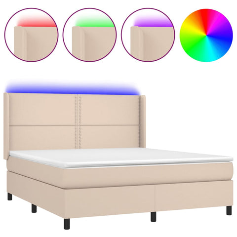 Boxspringbett mit Matratze & LED Cappuccino-Braun 180x200cm