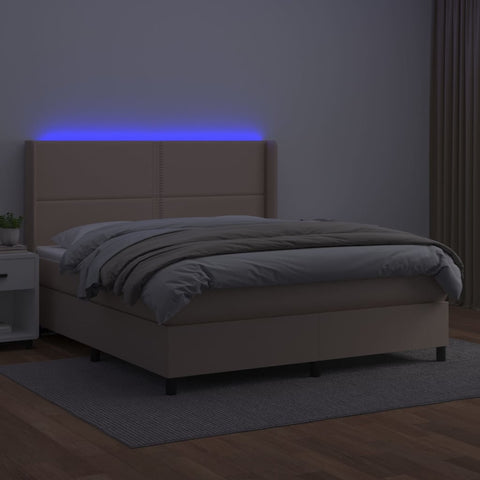 Boxspringbett mit Matratze & LED Cappuccino-Braun 180x200cm