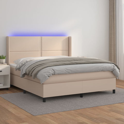 Boxspringbett mit Matratze & LED Cappuccino-Braun 180x200cm