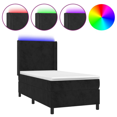 vidaXL Boxspringbett mit Matratze & LED Schwarz 80x200 cm Samt