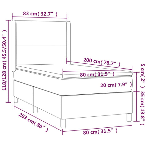 vidaXL Boxspringbett mit Matratze & LED Schwarz 80x200 cm Samt