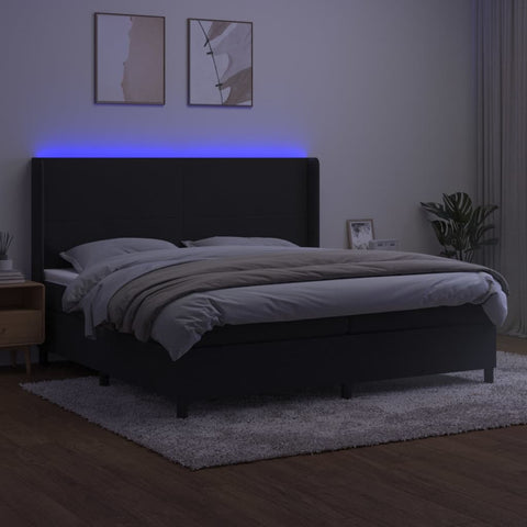 vidaXL Boxspringbett mit Matratze & LED Schwarz 200x200 cm Samt