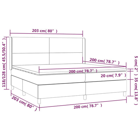 vidaXL Boxspringbett mit Matratze & LED Schwarz 200x200 cm Samt