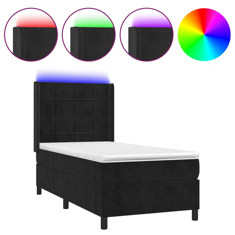 vidaXL Boxspringbett mit Matratze & LED Schwarz 80x200 cm Samt