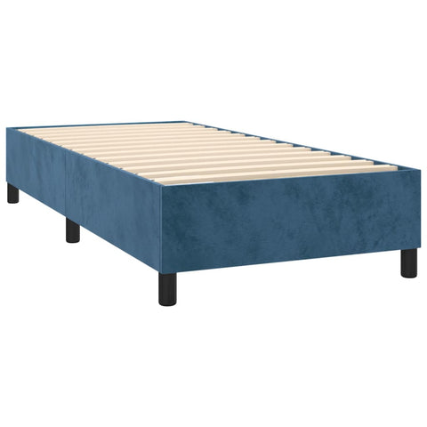 vidaXL Boxspringbett mit Matratze & LED Dunkelblau 80x200 cm Samt