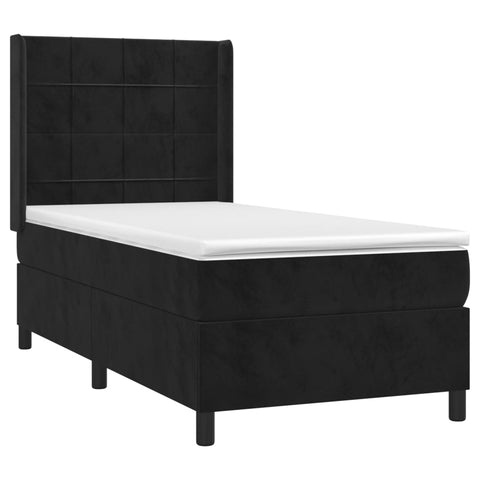 vidaXL Boxspringbett mit Matratze & LED Schwarz 100x200 cm Samt