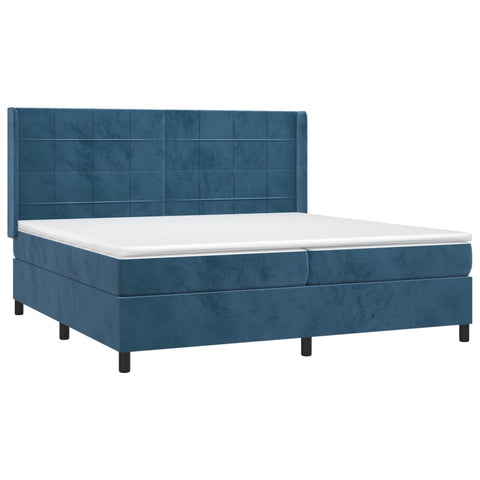 vidaXL Boxspringbett mit Matratze & LED Dunkelblau 200x200 cm Samt