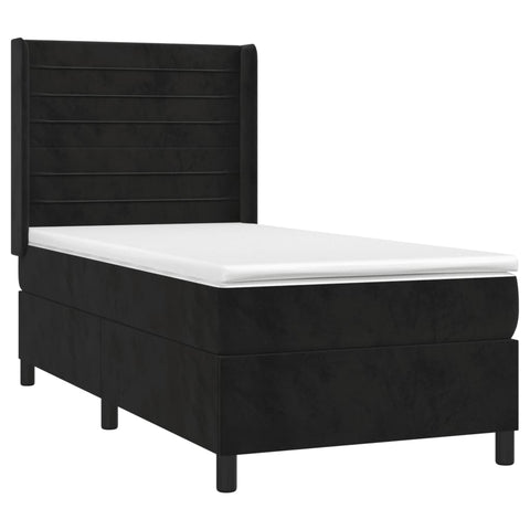 vidaXL Boxspringbett mit Matratze & LED Schwarz 90x190 cm Samt