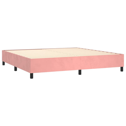 vidaXL Boxspringbett mit Matratze & LED Rosa 200x200 cm Samt