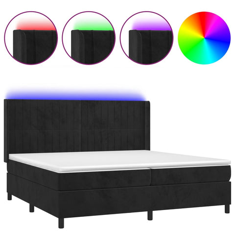 vidaXL Boxspringbett mit Matratze & LED Schwarz 200x200 cm Samt