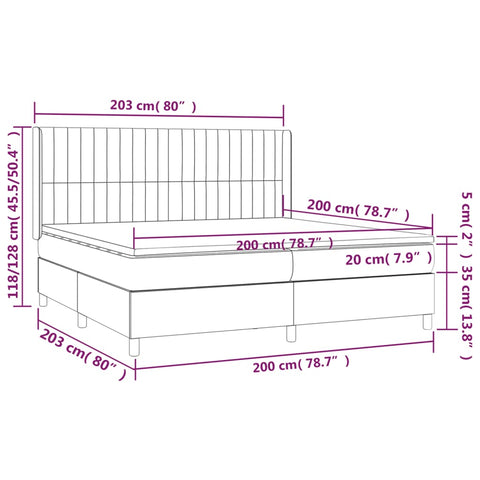 vidaXL Boxspringbett mit Matratze & LED Schwarz 200x200 cm Samt