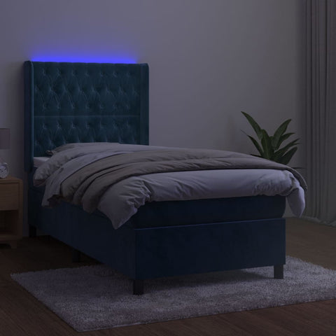 Boxspringbett mit Matratze & LED Dunkelblau 80x200 cm Samt