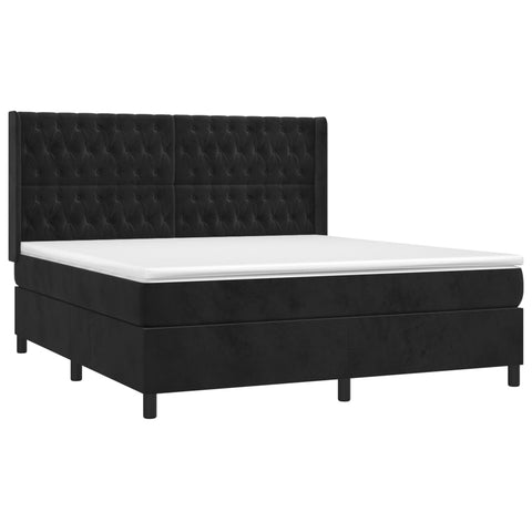 vidaXL Boxspringbett mit Matratze & LED Schwarz 180x200 cm Samt