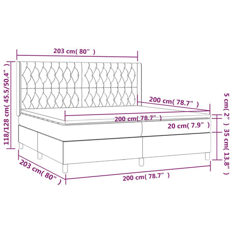 vidaXL Boxspringbett mit Matratze & LED Rosa 200x200 cm Samt