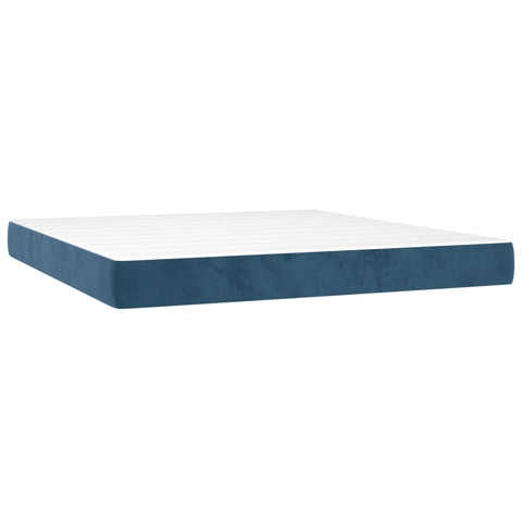 vidaXL Boxspringbett mit Matratze & LED Dunkelblau 180x200 cm Samt