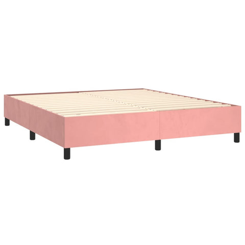 vidaXL Boxspringbett mit Matratze & LED Rosa 180x200 cm Samt