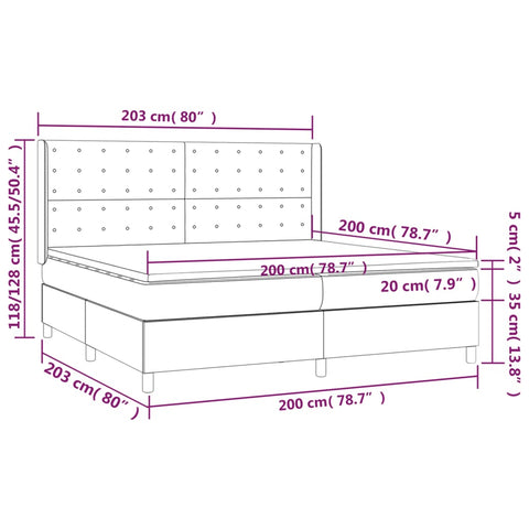 Boxspringbett mit Matratze & LED Dunkelblau 200x200 cm Samt