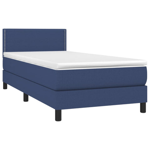 vidaXL Boxspringbett mit Matratze & LED Blau 90x190 cm Stoff