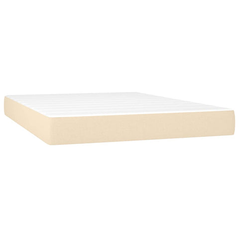 vidaXL Boxspringbett mit Matratze & LED Creme 140x190 cm Stoff