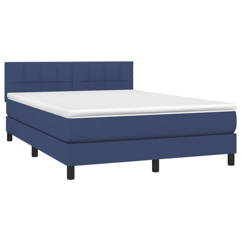 vidaXL Boxspringbett mit Matratze & LED Blau 140x190 cm Stoff