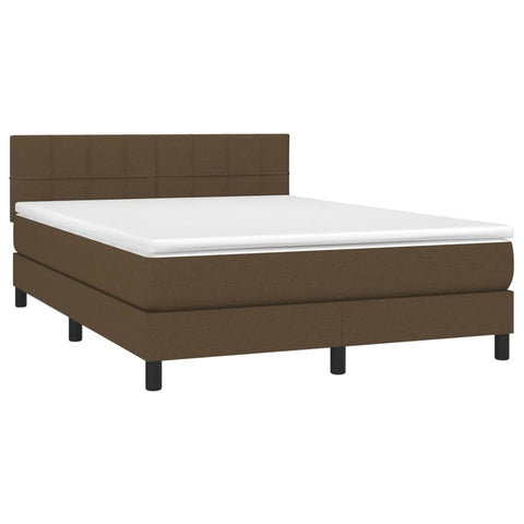 vidaXL Boxspringbett mit Matratze & LED Dunkelbraun 140x200 cm Stoff