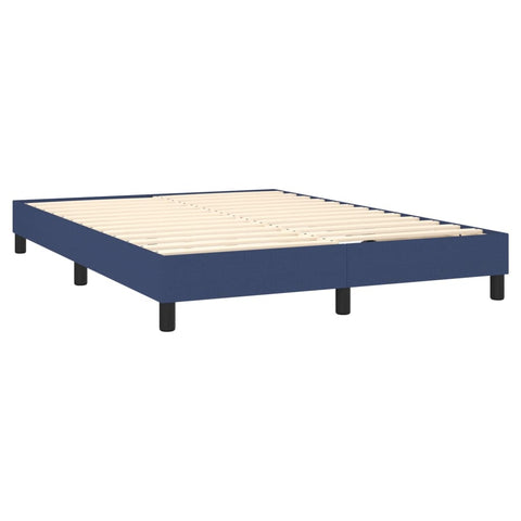 vidaXL Boxspringbett mit Matratze & LED Blau 140x200 cm Stoff