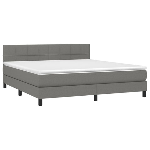 vidaXL Boxspringbett mit Matratze & LED Dunkelgrau 160x200 cm Stoff