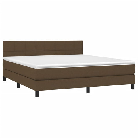 vidaXL Boxspringbett mit Matratze & LED Dunkelbraun 180x200 cm Stoff