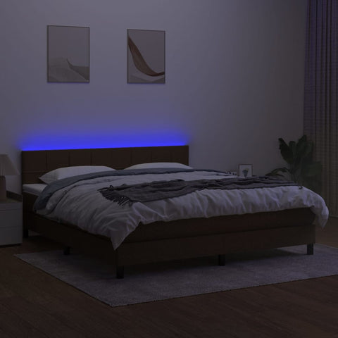 vidaXL Boxspringbett mit Matratze & LED Dunkelbraun 180x200 cm Stoff