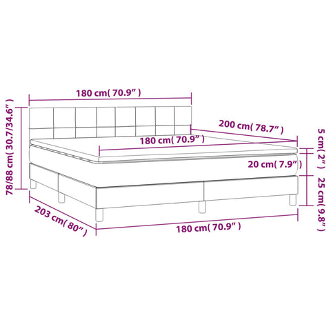 vidaXL Boxspringbett mit Matratze & LED Dunkelbraun 180x200 cm Stoff