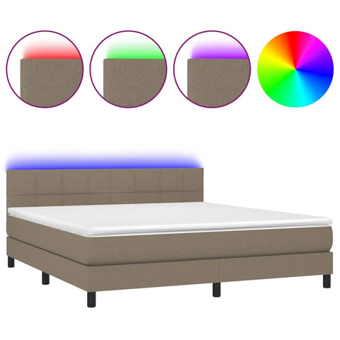 vidaXL Boxspringbett mit Matratze & LED Taupe 180x200 cm Stoff