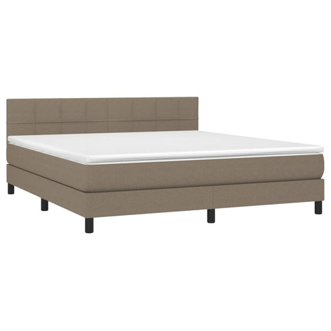 vidaXL Boxspringbett mit Matratze & LED Taupe 180x200 cm Stoff