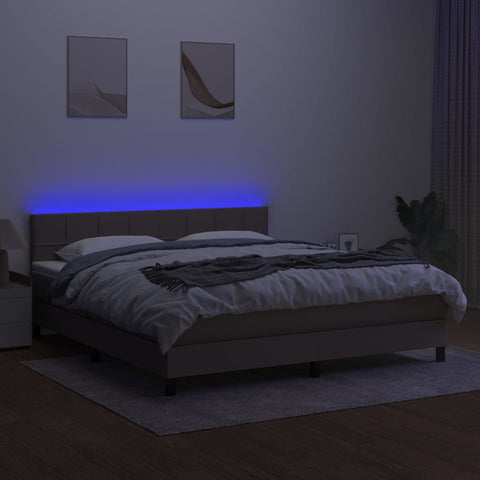 vidaXL Boxspringbett mit Matratze & LED Taupe 180x200 cm Stoff