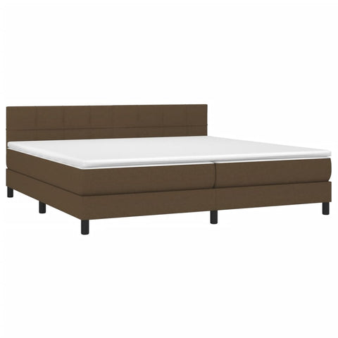 vidaXL Boxspringbett mit Matratze & LED Dunkelbraun 200x200 cm Stoff