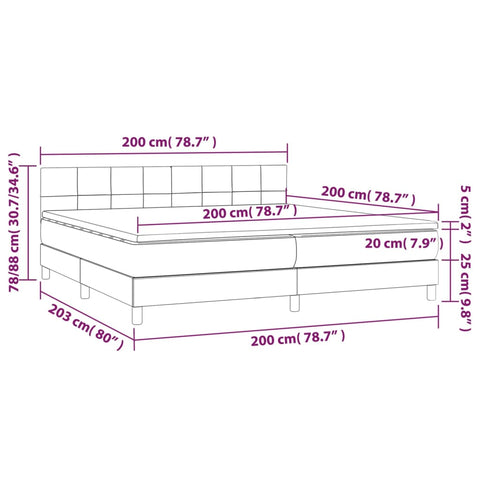 vidaXL Boxspringbett mit Matratze & LED Dunkelbraun 200x200 cm Stoff