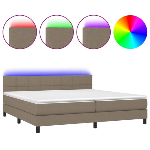 vidaXL Boxspringbett mit Matratze & LED Taupe 200x200 cm Stoff