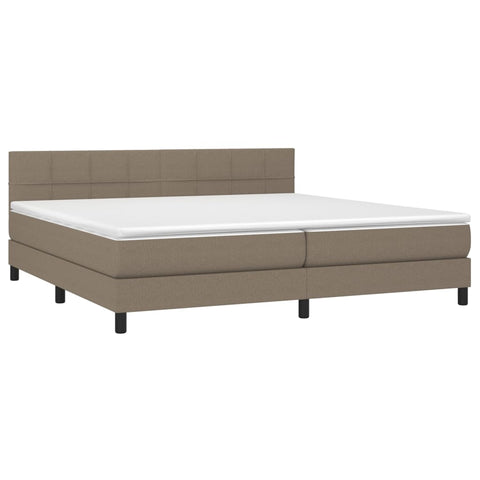 vidaXL Boxspringbett mit Matratze & LED Taupe 200x200 cm Stoff