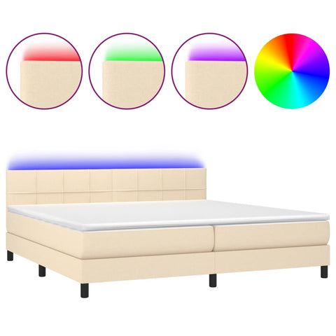 vidaXL Boxspringbett mit Matratze & LED Creme 200x200 cm Stoff