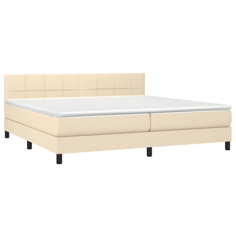 vidaXL Boxspringbett mit Matratze & LED Creme 200x200 cm Stoff