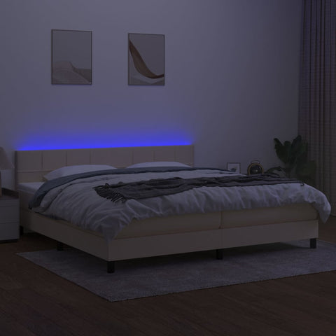 vidaXL Boxspringbett mit Matratze & LED Creme 200x200 cm Stoff