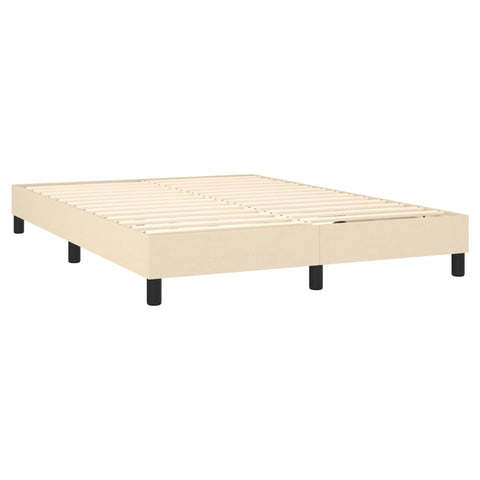 vidaXL Boxspringbett mit Matratze & LED Creme 140x190 cm Stoff