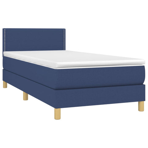 vidaXL Boxspringbett mit Matratze & LED Blau 90x190 cm Stoff