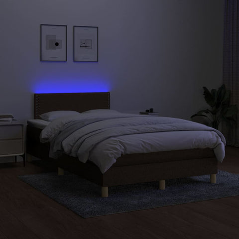 Boxspringbett mit Matratze & LED Dunkelbraun 120x200 cm Stoff