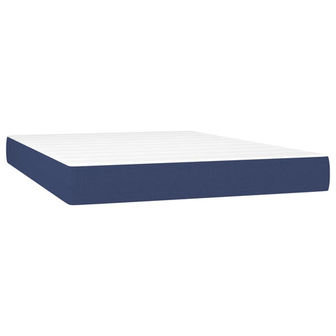 vidaXL Boxspringbett mit Matratze & LED Blau 140x190 cm Stoff