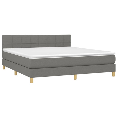 vidaXL Boxspringbett mit Matratze & LED Dunkelgrau 160x200 cm Stoff