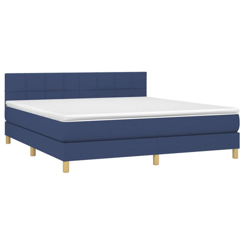 vidaXL Boxspringbett mit Matratze & LED Blau 160x200 cm Stoff